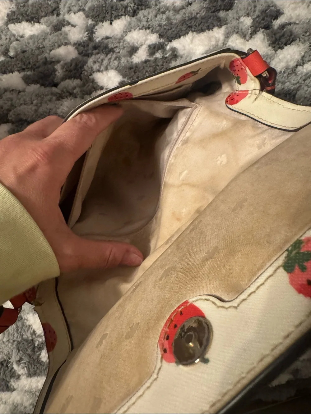 Kate Spade New York cove street White and Red Strawberry Print Crossbody
